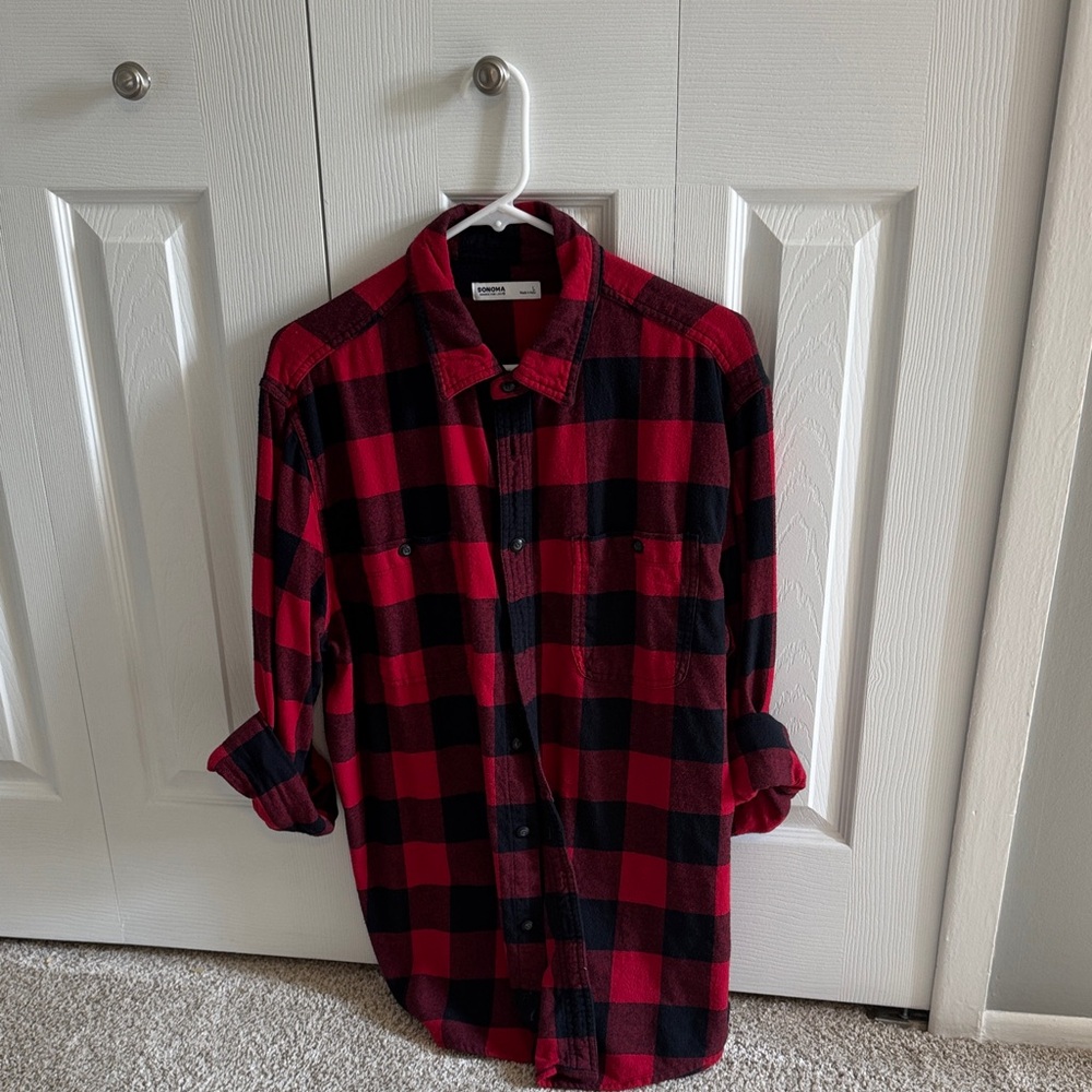 Sonoma Red and Black Plaid Flannel Shirt